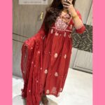 Rust thread anarkali suit set